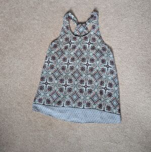 Artisan Blue and Brown Geometric Tank Top